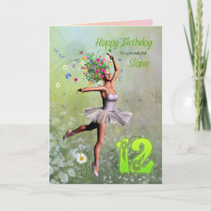 Sister age 12, flower fairy birthday card
