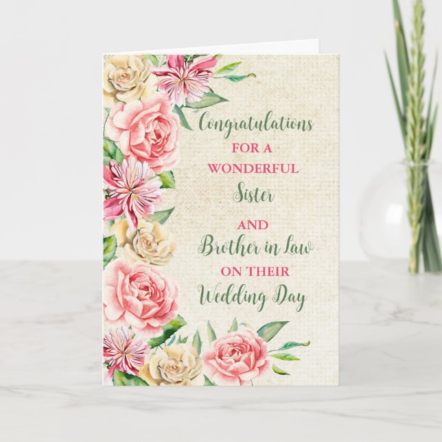 Sister and Brother in Law Wedding Congratulations Card (Front)