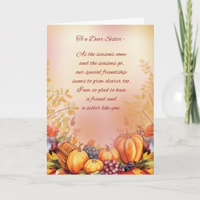 Sister and Friend Thanksgiving Appreciation Card (Front)