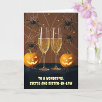 Sister and Sister in Law Happy Halloween Champagne