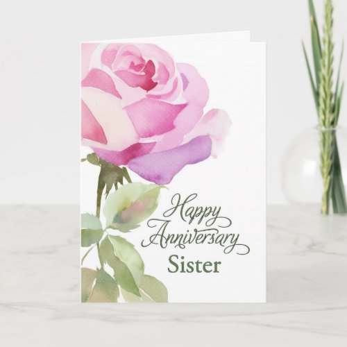 Sister Anniversary Catholic Nun Pink Rose Floral Card