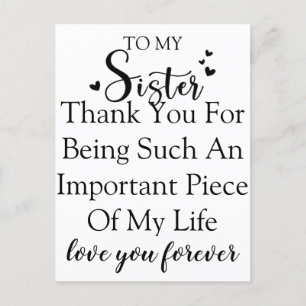 Sister Appreciation Thank You For Being In My Life Holiday Postcard