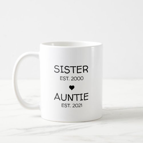 Sister Auntie Pregnancy Announcement Baby Reveal Coffee Mug