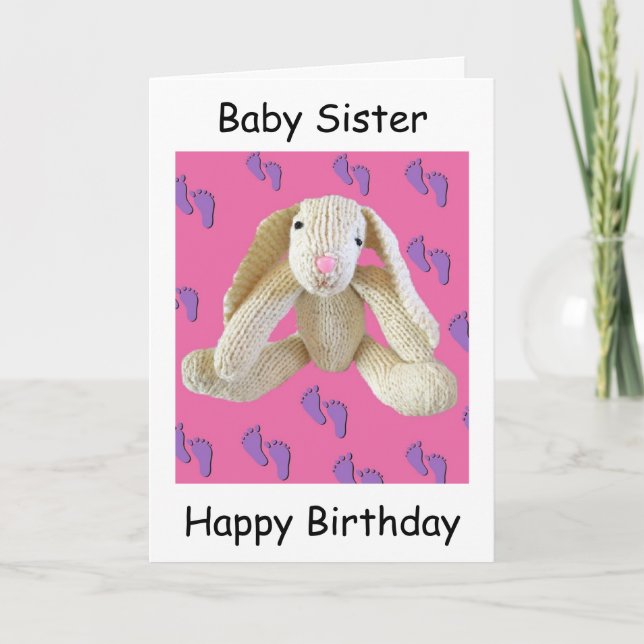 Sister baby birthday card Bunny Rabbit lovely! (Front)