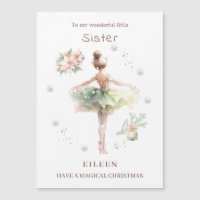 Sister Ballerina Christmas Magnetic Card