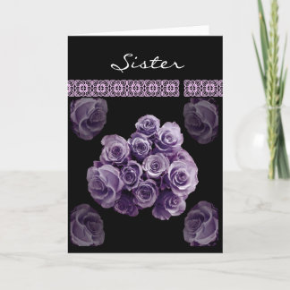 SISTER Be My Bridesmaid PURPLE Rose Bouquet Invitation