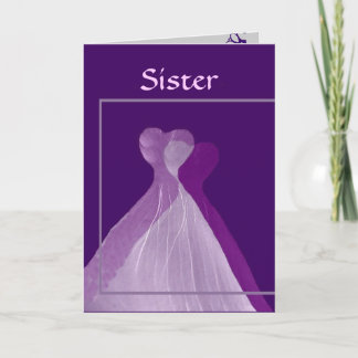 SISTER Be My Bridesmaid with Purple Gowns Invitation