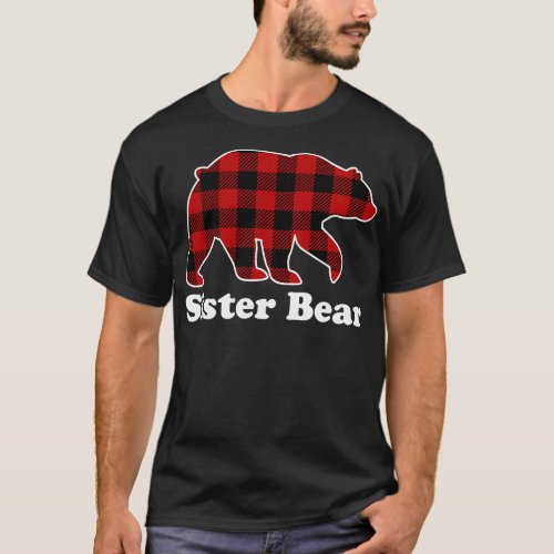 Sister Bear Red Plaid Christmas Pajama Family T_Shirt