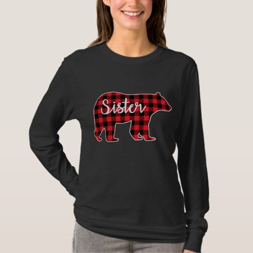 Sister Bear Red Plaid Family Matching Christmas Pa T_Shirt