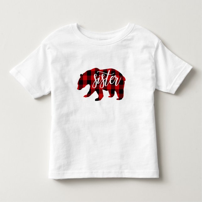 Sister Bear | Red Plaid Toddler T-shirt (Front)