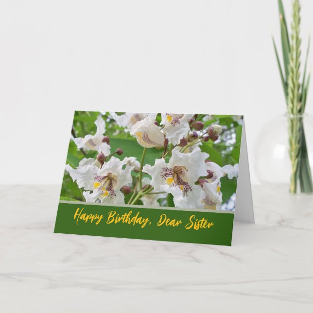 Sister Birthday Add Your Text with Catalpa Blooms Card (Front)