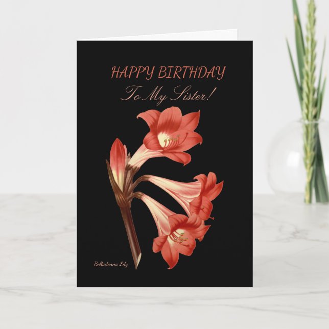 Sister Birthday Belladonna Lily  Card (Front)