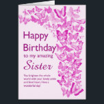 Sister Birthday Butterflies<br><div class="desc">A flurry of pink butterflies fills this birthday card for a sister with joy. A crowd of butterflies soaring upwards to tell your sister how wonderful she is. She is sure to love the sentiment in this heartfelt message.</div>