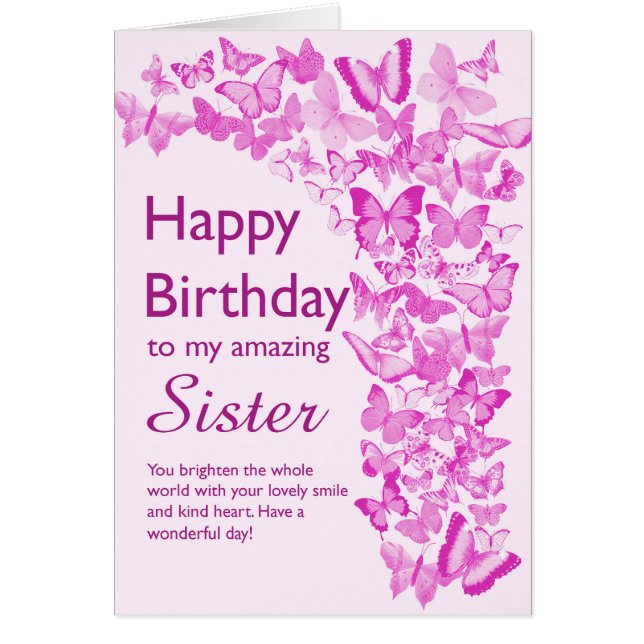 Sister Birthday Butterflies Cards (Front)