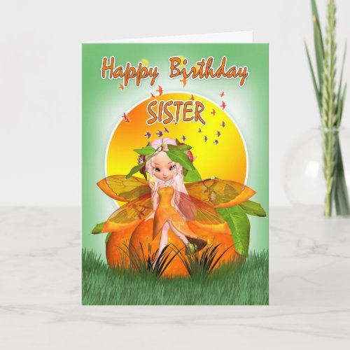 Sister Birthday Card  Moonies Citrus Fairy