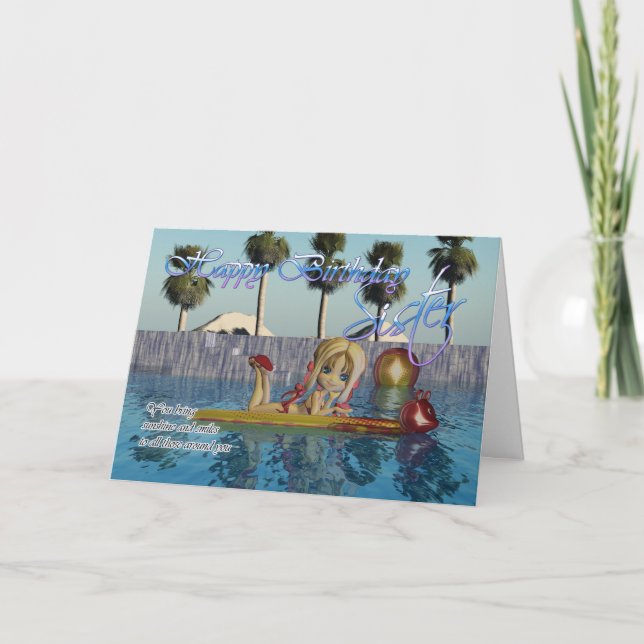 Sister Birthday card, Moonies Cutie Pie pool colle Card (Front)