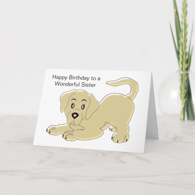 Sister Birthday Card Puppy Dog (Front)