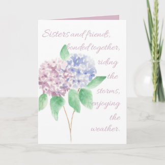 Sister birthday card - watercolour hydrangea