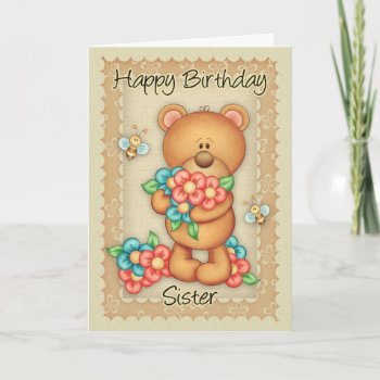 Sister Birthday Card With A Bunch Of Birthday Hugs by moonlake at Zazzle