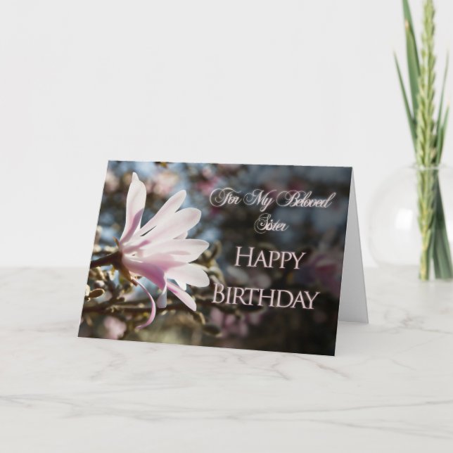 Sister Birthday card with magnolia (Front)
