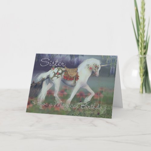 Sister Birthday Card with Unicorn Fantasy Birthda