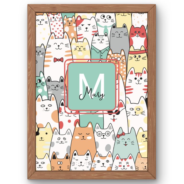Sister Birthday Cat Kitties Name Monogram Kids Photo Print (Creator Uploaded)