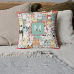 Sister Birthday Cat Kitties Name Monogram Throw Pillow<br><div class="desc">This throw pillow features a delightful and vibrant pattern of colorful cats that is sure to charm any cat lover or pet enthusiast. Each kitty's unique personality shines through in this watercolor-inspired design, making it a perfect addition to any room looking for a touch of whimsy and a pop of...</div>