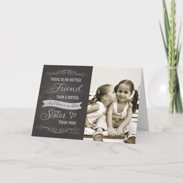 Sister Birthday - Chalkboard custom photo Card (Front)