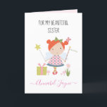 Sister birthday fairy girls whimsical Card<br><div class="desc">An adorable birthday card with the cutest little fairies that you can personalise with your sisters name. The birthday fairy collection is perfect for little girls who adore magical creatures. You can choose between two types of cards. You can choose either silky gloss paper or matte paper. Matte, is a...</div>
