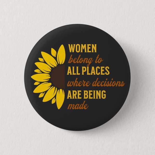  Sister Birthday Gift Feminist Sunflower Keepsake Button (Front)