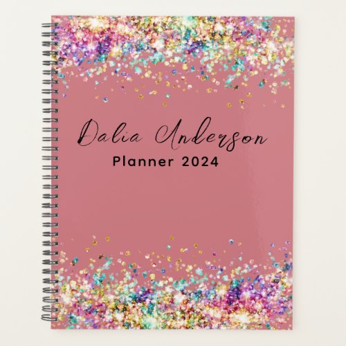 Sister Birthday Gift Glitter Holographic pink 2024 Planner