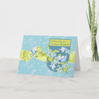 Sister, Birthday Greeting Card With Pretty Birds