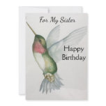 Sister Birthday Hummingbird Elegant Watercolor Sister Birthday Hummingbird Elegant Watercolor