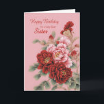 Sister Birthday Peonies Card<br><div class="desc">A delightful illustration of pink and red peonies to wish your sister a happy birthday. This card is full of love,  and elegant and classy at the same time.</div>