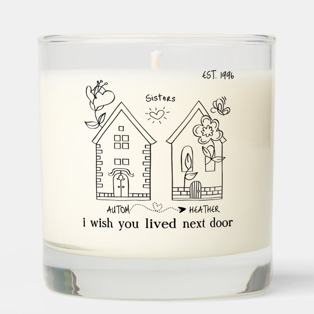 Sister Birthday Personalized Long Distance Custom  Scented Candle (Front)
