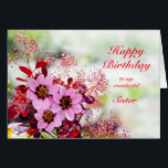 Sister Birthday Pink Flowers<br><div class="desc">A birthday card for your sister. Pink hellebore flowers,  also known as the christmas rose,  set against a background of red leaves from the cotinus shrub.</div>