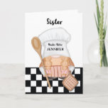 Sister Birthday Whimsical Gnome Baker Baking Card<br><div class="desc">In summary, this fun greeting card is a creative and delicious way to celebrate your sister's birthday, combining whimsy with culinary enthusiasm and a touch of delightful charm. This fun and whimsical greeting card is perfect for celebrating your sister's birthday. The card features a delightful and cute illustration of a...</div>