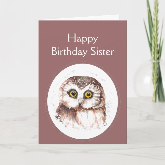 Sister Birthday Whooo Loves You, Cute Owl Humor Card (Front)