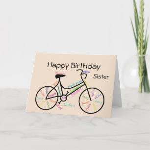 Sister Birthday Wishes for Bike, Cycling Biking Card