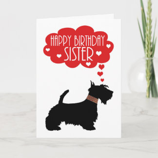 Sister Birthday With Silhouette Scottish Terrier Card