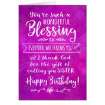 Sister Birthday, You&#39;re Such A Wonderful Blessing at Zazzle