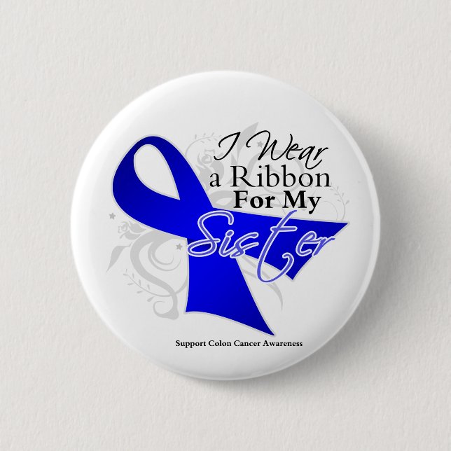 Sister Blue Ribbon - Colon Cancer Pinback Button (Front)