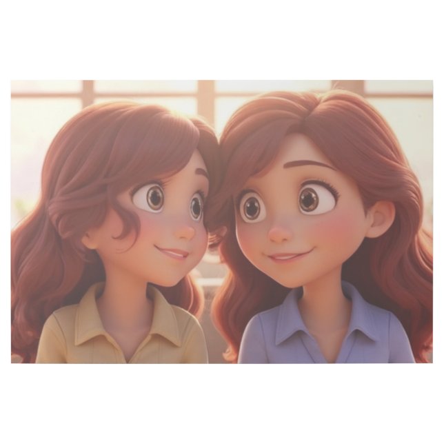 Sister Bond – Beautiful Sisters Illustration Art (Front)