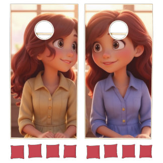 Sister Bond – Beautiful Sisters Illustration Art Cornhole Set