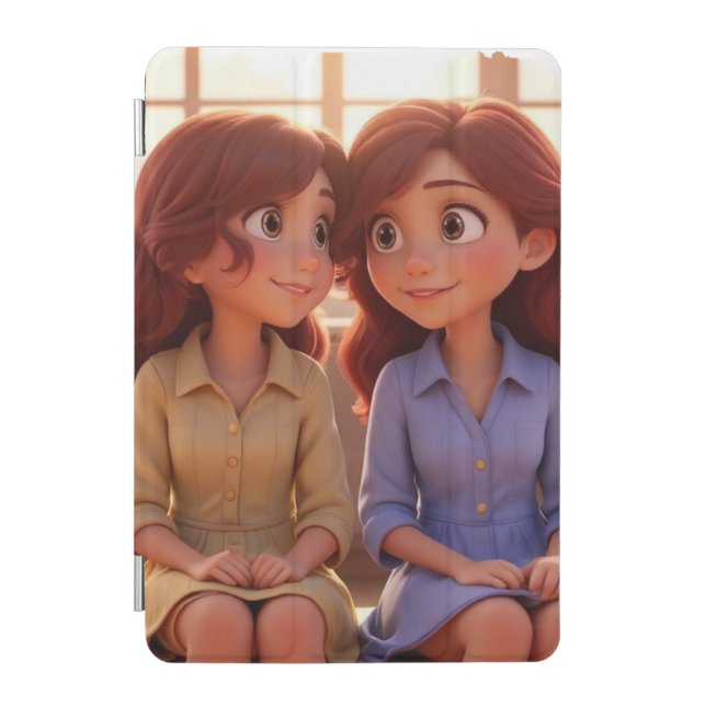 Sister Bond – Beautiful Sisters Illustration Art iPad Mini Cover (Front)