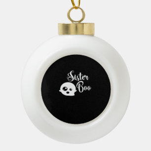 Sister Boo Halloween Ceramic Ball Christmas Ornament