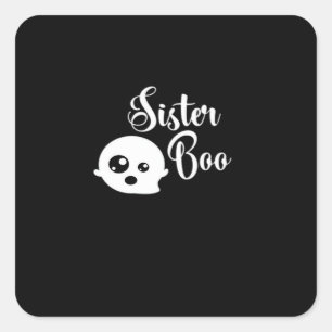 Sister Boo Halloween Classic Look Square Sticker