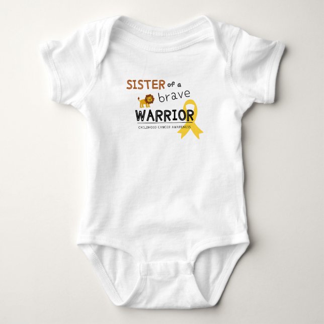 sister brave warrior cancer lion baby bodysuit (Front)