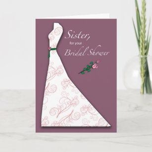Sister, Bridal Shower Dress Silhouette Plum Invitation