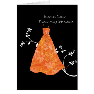 sister bridesmaid frock orange cards